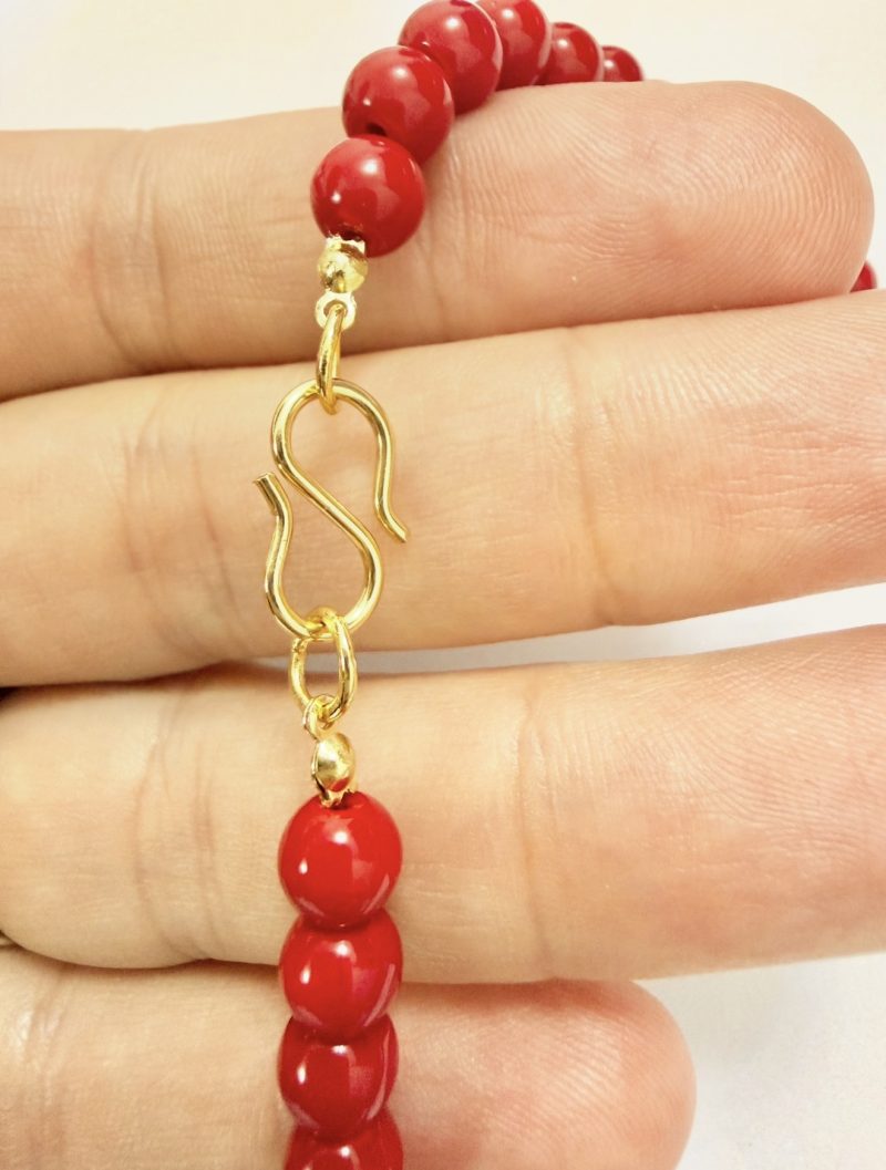 Natural Coral gemstone necklace - 16" long
