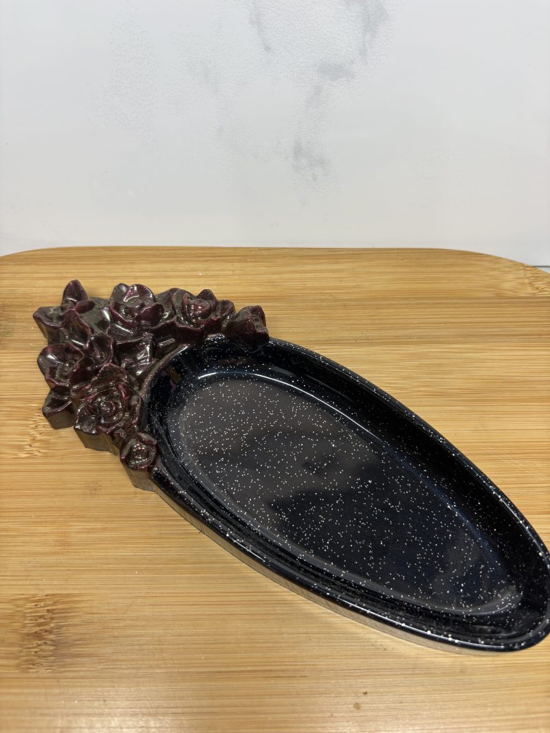 Rose Trinket Tray - black and deep red