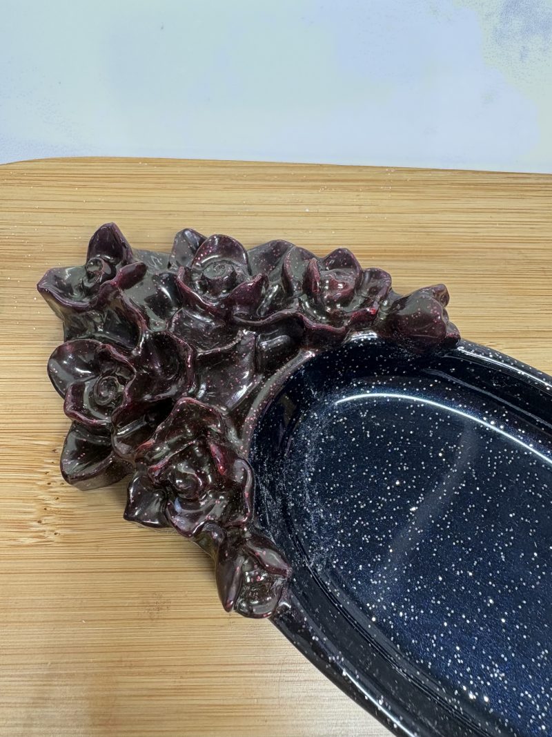 Rose Trinket Tray - black and deep red