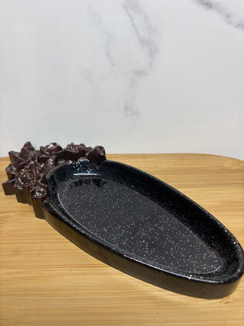 Rose Trinket Tray - black and deep red