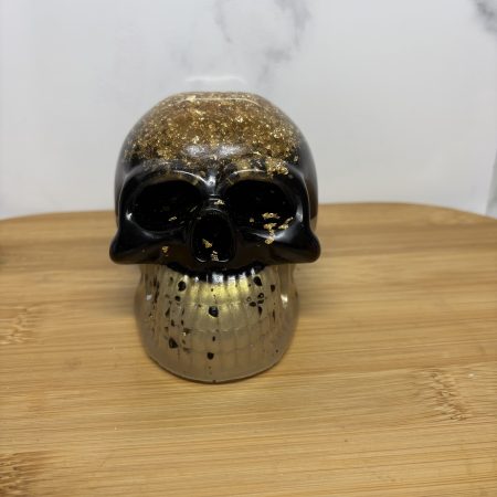 Resin Skull - Black and Gold