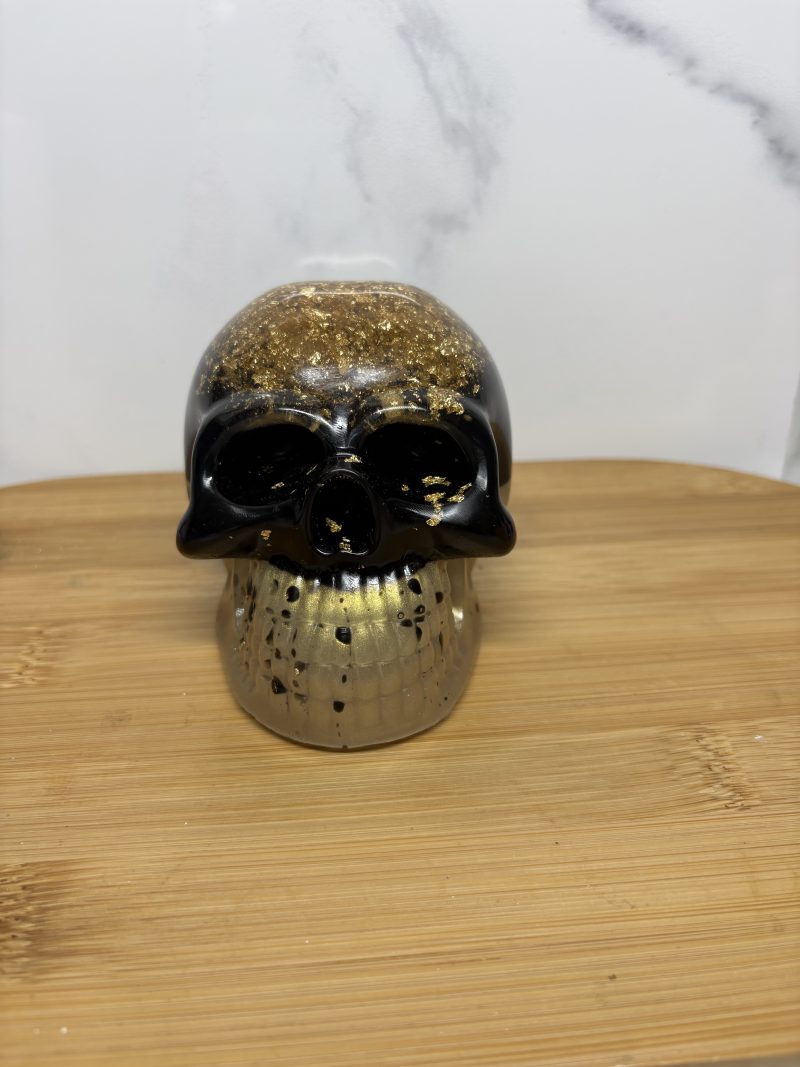 Resin Skull - Black and Gold
