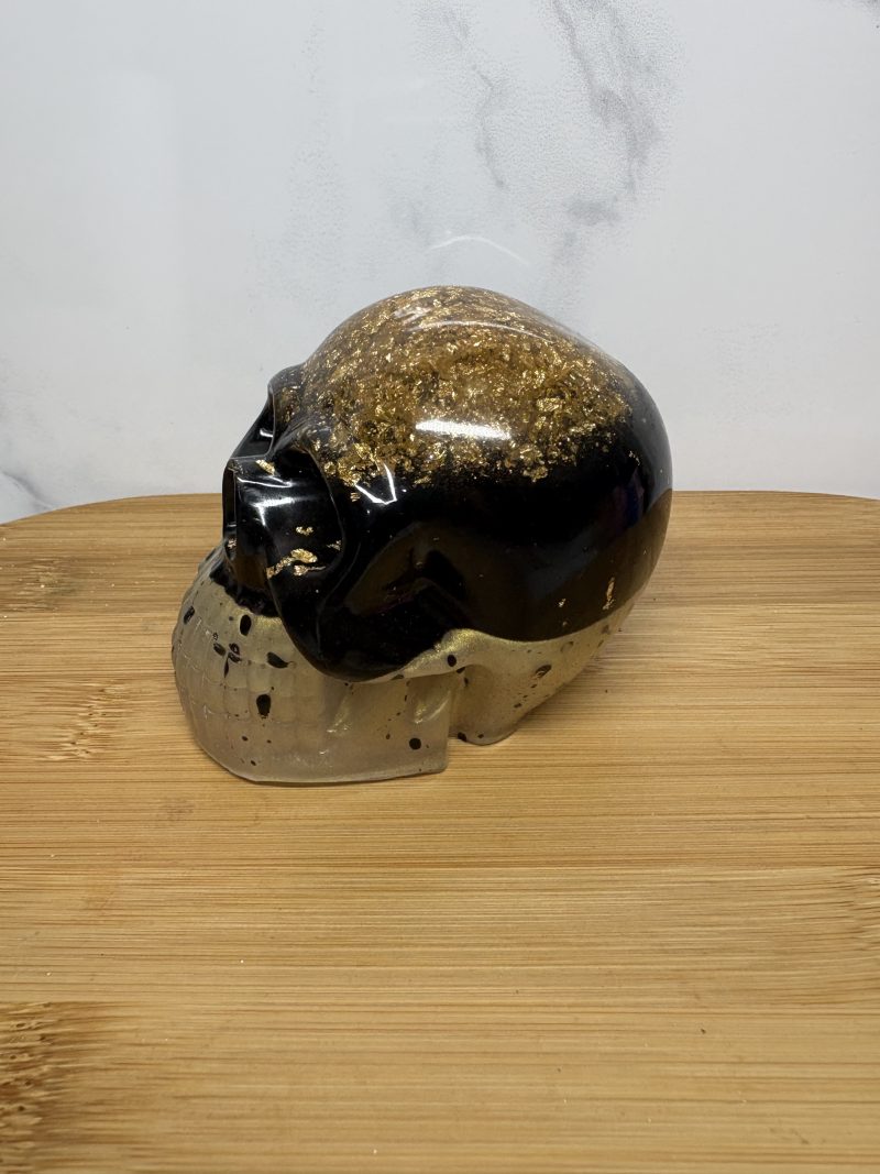 Resin Skull - Black and Gold