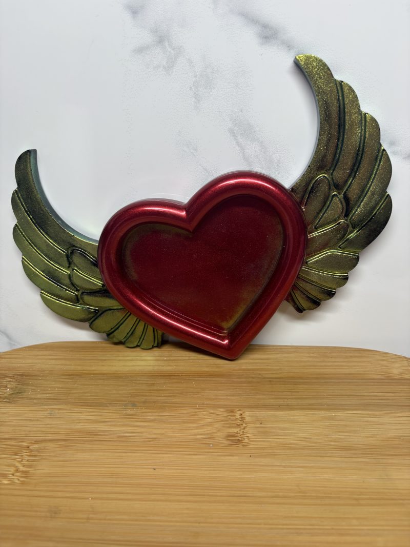 Winged Heart Trinket Tray - Red and Gold