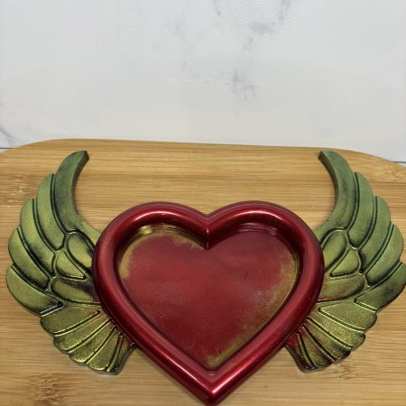 Winged Heart Trinket Tray - Red and Gold
