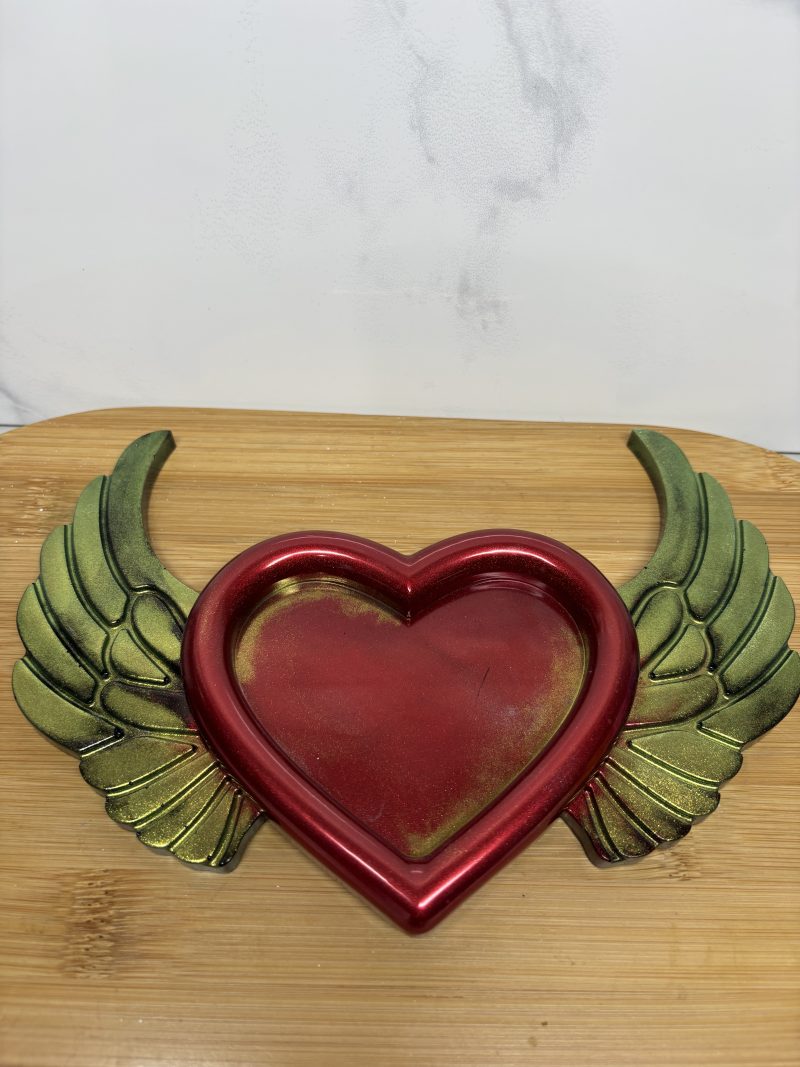Winged Heart Trinket Tray - Red and Gold