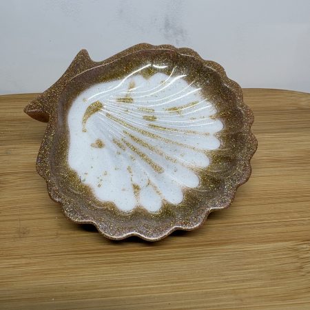 Shell Trinket Tray - White and Gold