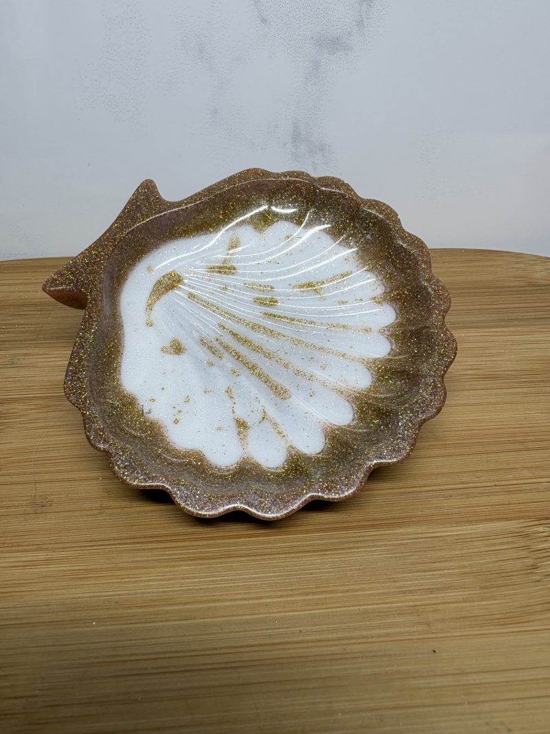 Shell Trinket Tray - White and Gold