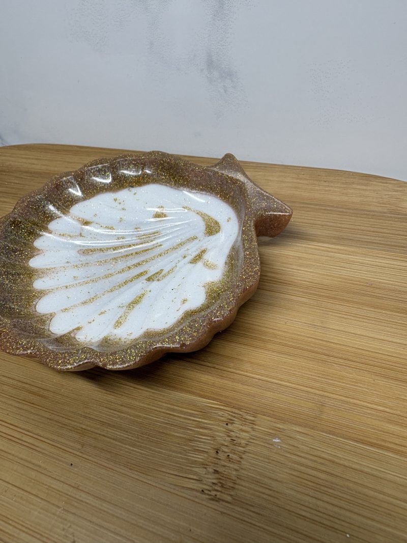 Shell Trinket Tray - White and Gold
