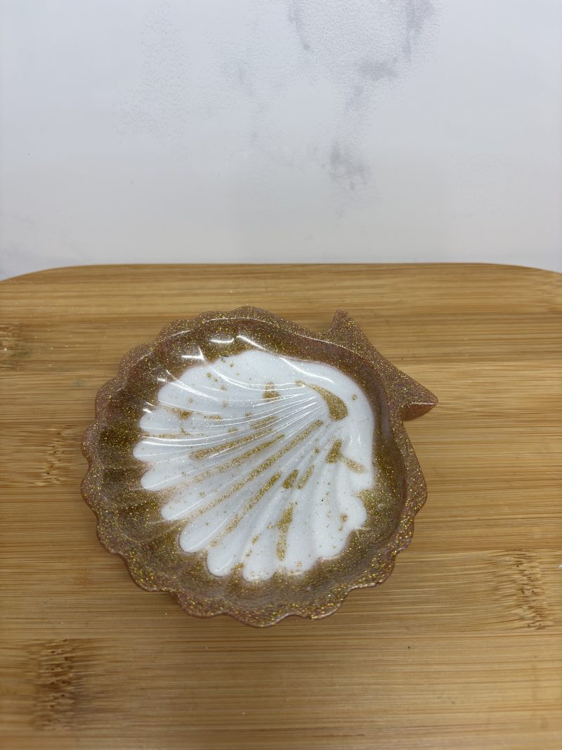 Shell Trinket Tray - White and Gold