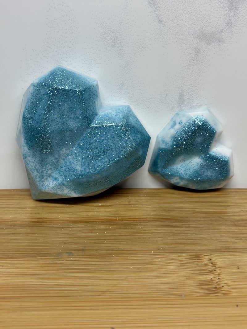 Next To Me Heart Set - Teal and White Sparkly