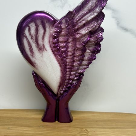 Open Hand Heart And Wing - Purple and White
