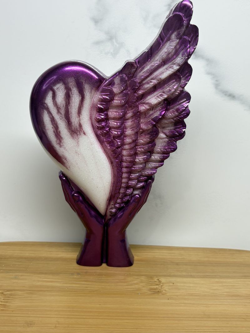Open Hand Heart And Wing - Purple and White