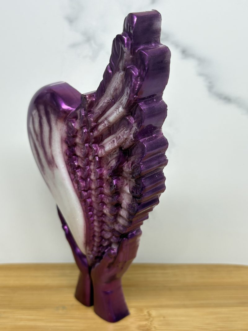 Open Hand Heart And Wing - Purple and White