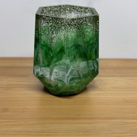 versatile hexagon holder/ornament - Sparkly Green and White