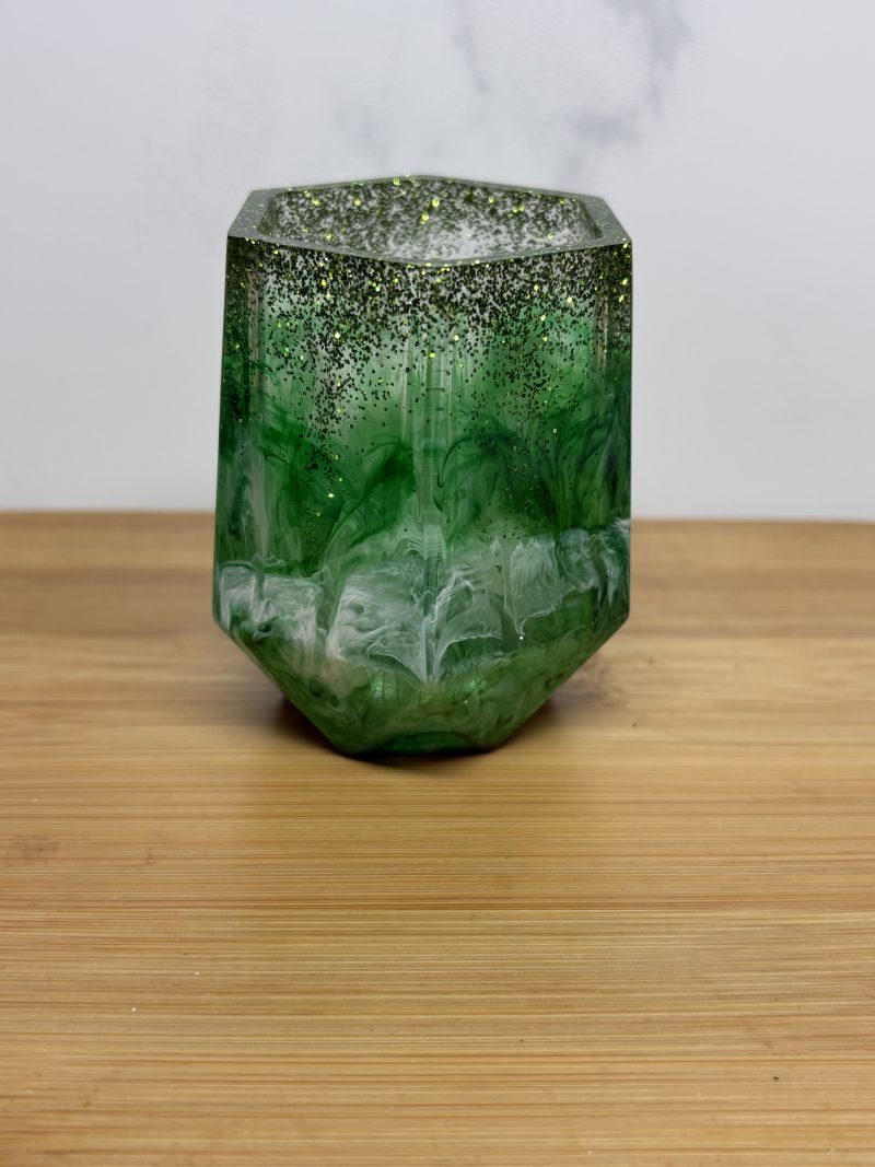 versatile hexagon holder/ornament - Sparkly Green and White