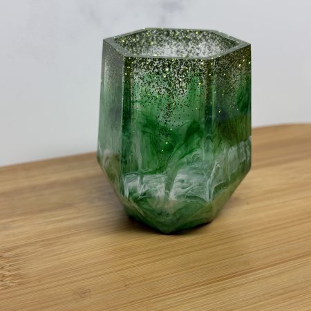 versatile hexagon holder/ornament - Sparkly Green and White