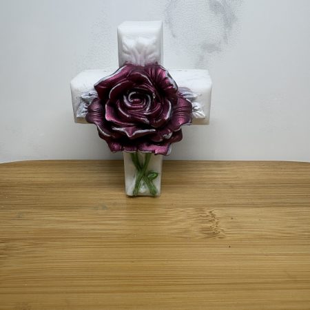 Rose Cross - deep red, white and green