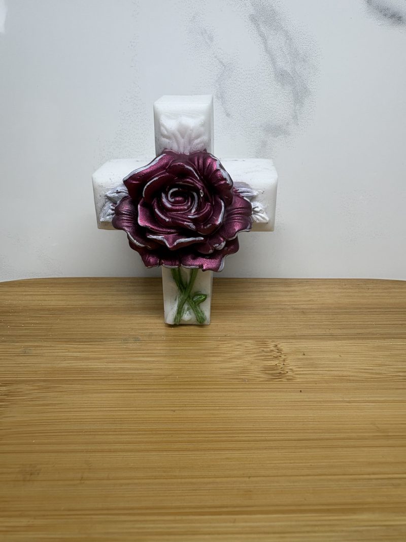 Rose Cross - deep red, white and green