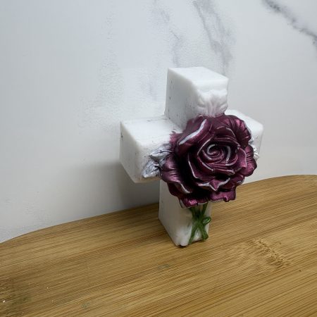 Rose Cross - deep red, white and green