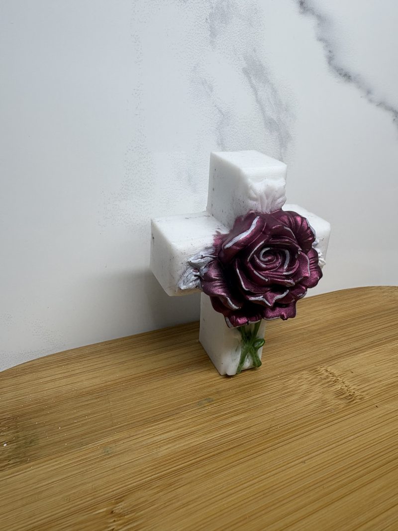 Rose Cross - deep red, white and green