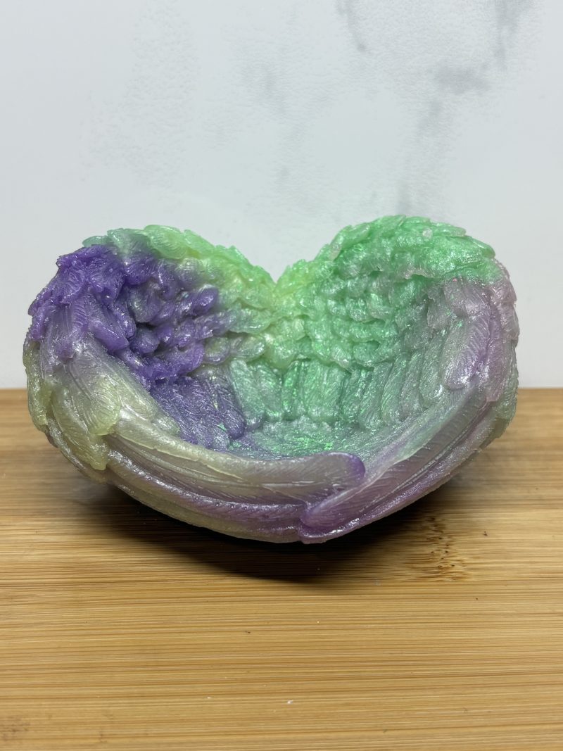 Wing Tealight Trinket Bowl - Purple and Green