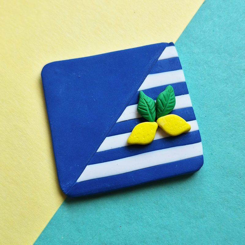 Corner Bookmark, Stripy Summer Vibe, Blue-White, Lemon