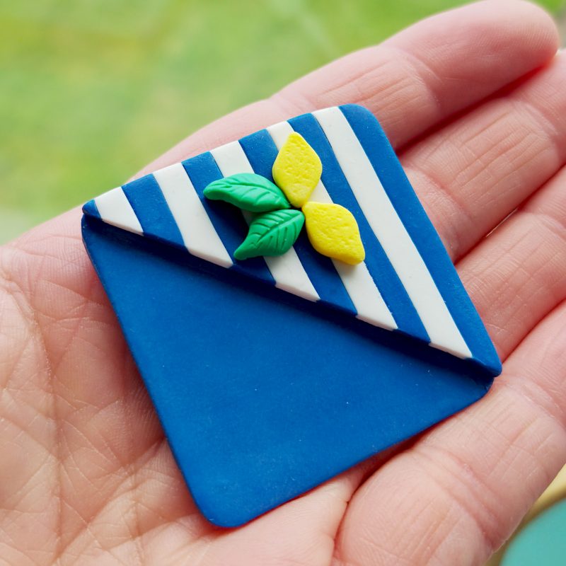 Corner Bookmark, Stripy Summer Vibe, Blue-White, Lemon