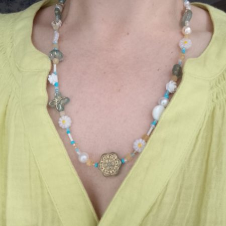 Honey Calcite English Garden Necklace