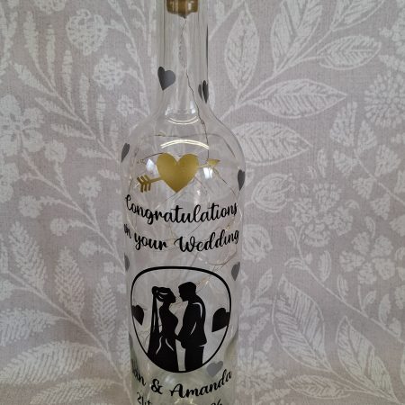 Wedding Day Present, Special Day Customised and Personalised, Mr and Mrs Light up Bottle Gift.