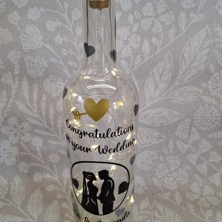 Wedding Day Present, Special Day Customised and Personalised, Mr and Mrs Light up Bottle Gift.