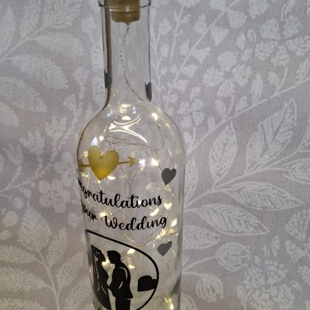 Wedding Day Present, Special Day Customised and Personalised, Mr and Mrs Light up Bottle Gift.