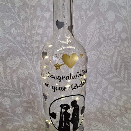Wedding Day Present, Special Day Customised and Personalised, Mr and Mrs Light up Bottle Gift.