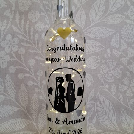 Wedding Day Present, Special Day Customised and Personalised, Mr and Mrs Light up Bottle Gift.
