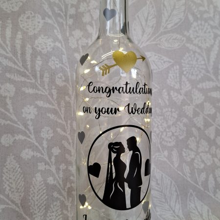 Wedding Day Present, Special Day Customised and Personalised, Mr and Mrs Light up Bottle Gift.