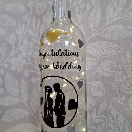 Wedding Day Present, Special Day Customised and Personalised, Mr and Mrs Light up Bottle Gift.