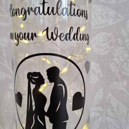 Wedding Day Present, Special Day Customised and Personalised, Mr and Mrs Light up Bottle Gift.