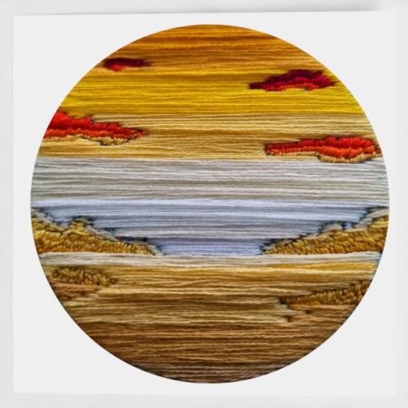 Warm Sunset Greeting Card — Hand Embroidery Art | Blank Inside
