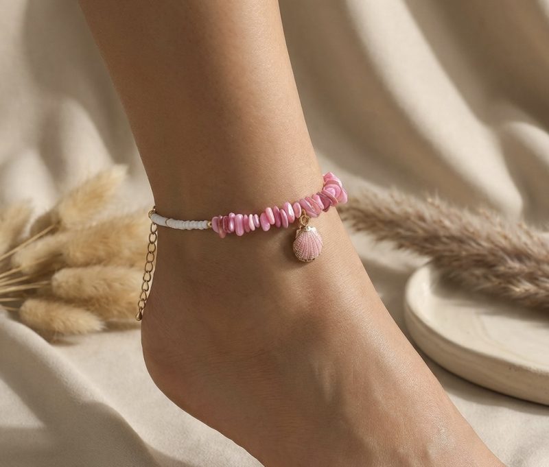Coastal Theme Shell Chip Bead Anklets