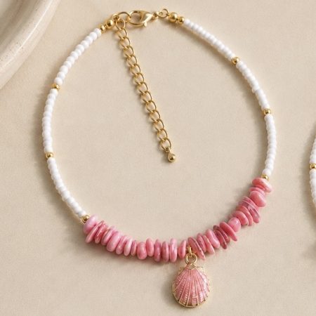 Coastal Theme Shell Chip Bead Anklets