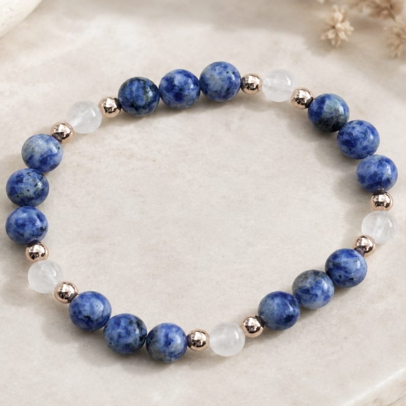 Sodalite, Moonstone And Hematite Handmade Bracelet