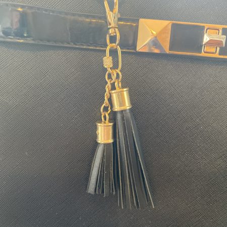 Stunning black bag charm/ tassel/keyring with cubic zirconium embelishment
