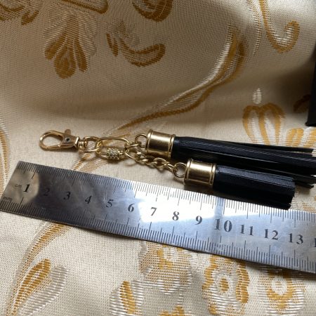 Stunning black bag charm/ tassel/keyring with cubic zirconium embelishment