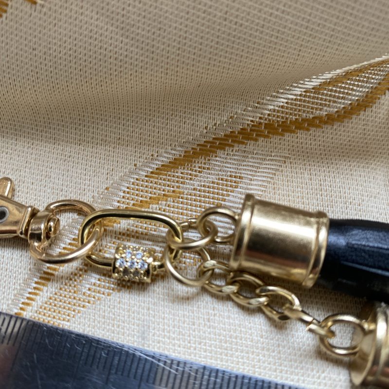 Stunning black bag charm/ tassel/keyring with cubic zirconium embelishment