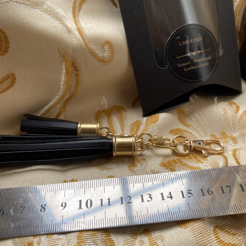 Stunning black bag charm/ tassel/keyring with cubic zirconium embelishment