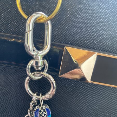 Bag Charm/ tassel italian leather with beautiful tibetan silver and enamel topper