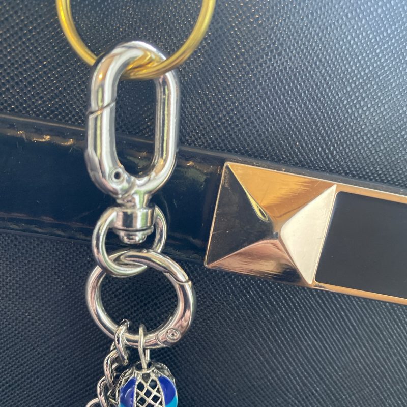 Bag Charm/ tassel italian leather with beautiful tibetan silver and enamel topper