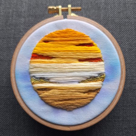 Warm Sunset — Original Hand Embroidery in Beechwood Hoop
