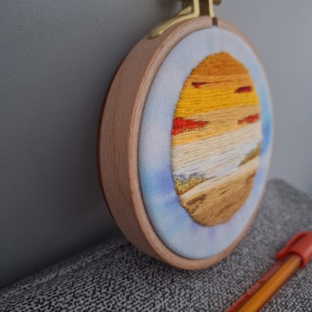 Warm Sunset — Original Hand Embroidery in Beechwood Hoop