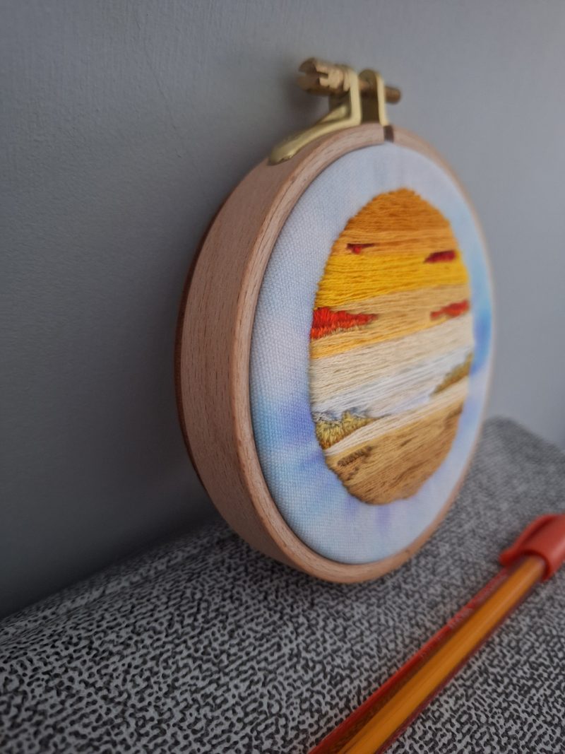 Warm Sunset — Original Hand Embroidery in Beechwood Hoop
